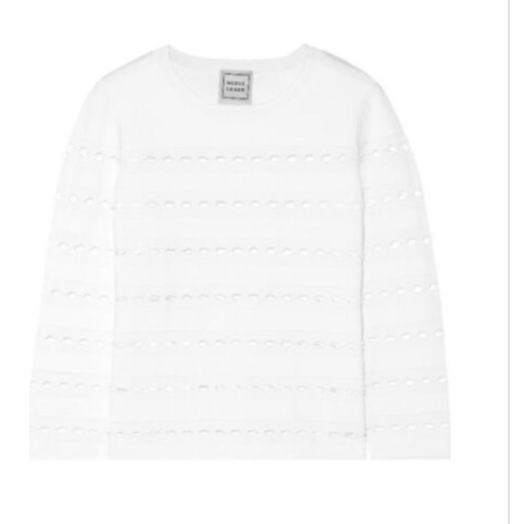 NEW HERVE LEGER White Stretch Sweater - Medium - Picture 3 of 5